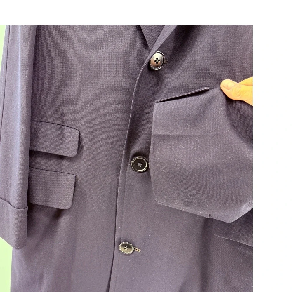 Vintage Kumar High Class Tailor Men's Dark Navy Overcoat Ed Bespoke‎ *read*